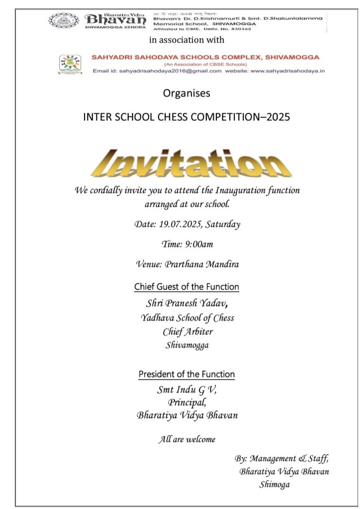 bhavans interschool chess compitition